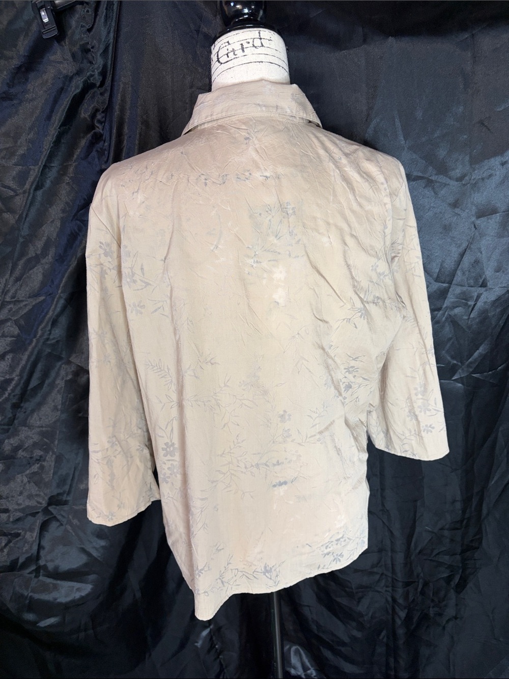 Notations Tan Floral Button Front Blouse – Boho / Southwestern Style Sz L - Picture 7 of 9